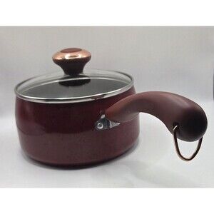 Paula Deen Collection Porcelain Nonstick Cookware Red Speckled 2 Quart Saucepan